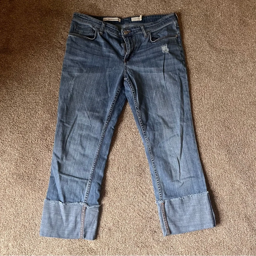 Pilcro Cropped Blue Jeans with Cuffed Hem - Picture 2 of 4